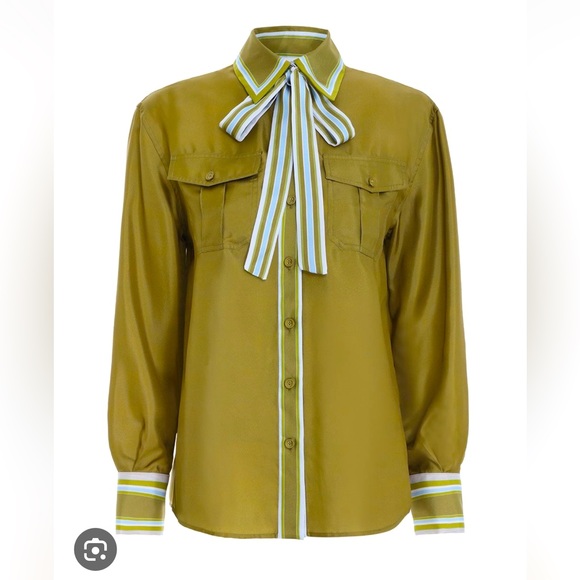 ZIMMERMANN “Rhythm” pyjama shirt w/detachable bow scarf (Z3) - Picture 1 of 10